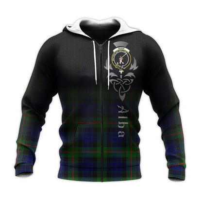 Printivon Gunn Modern Tartan Crest Alba Celtic Hoodie
