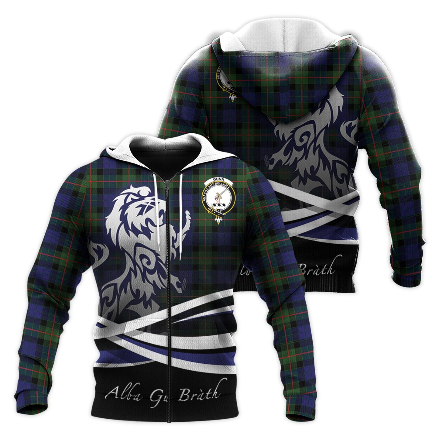 Printivon Gunn Modern Tartan Scottish Lion Hoodie