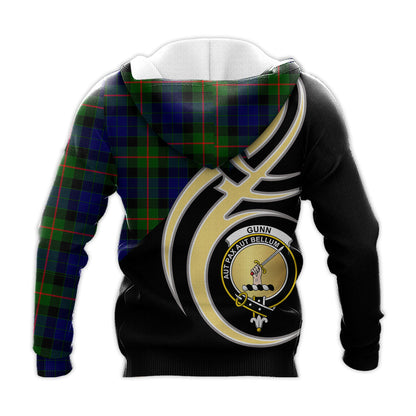 Printivon Gunn Modern Clan Believe In Me Crest Tartan Knitted Hoodie Custom Your Text