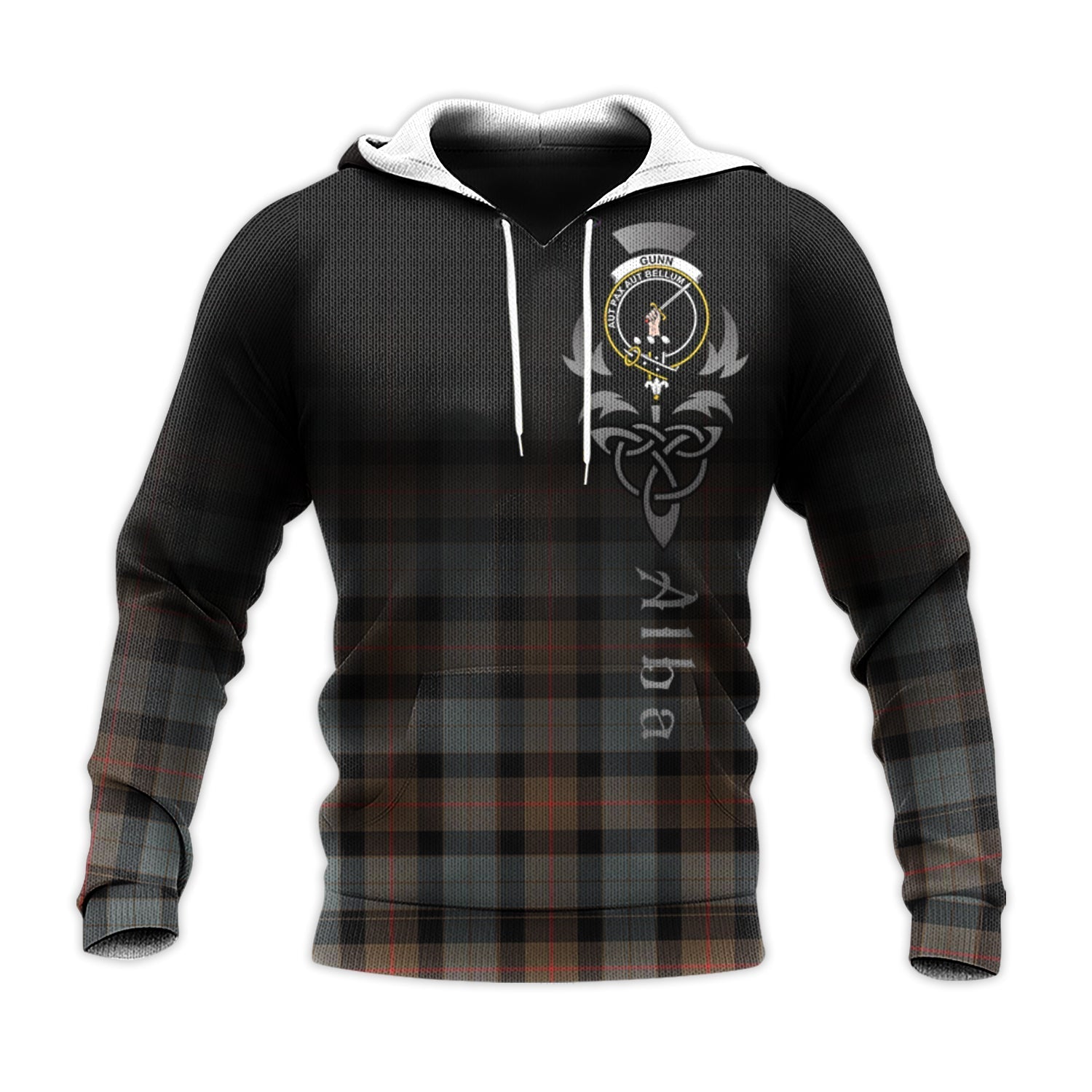 Printivon Gunn Weathered Tartan Crest Alba Celtic Hoodie