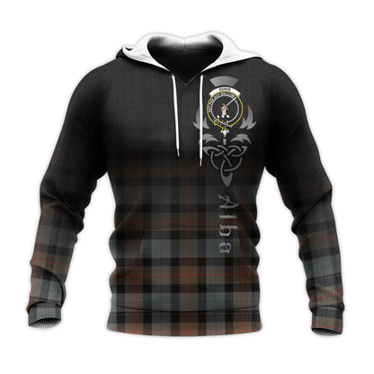 Printivon Gunn Weathered Tartan Crest Alba Celtic Hoodie