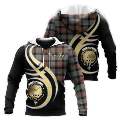 Printivon Gunn Weathered Clan Believe In Me Crest Tartan Knitted Hoodie Custom Your Text
