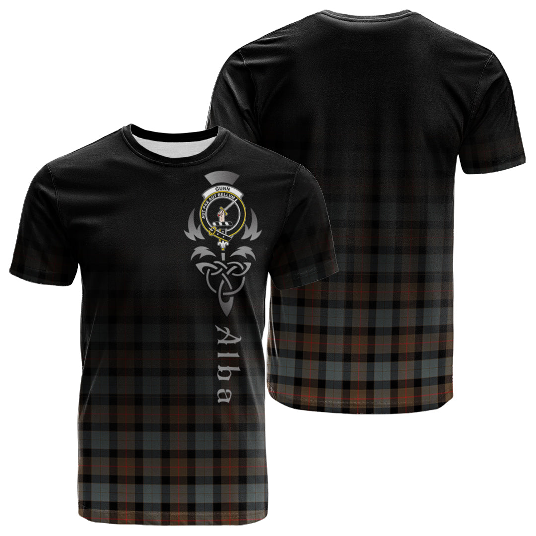 Printivon Gunn Weathered Tartan Crest Alba Celtic T Shirt