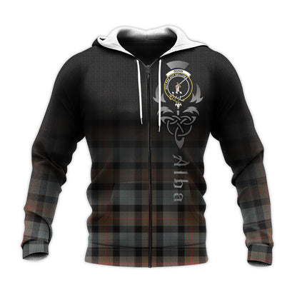 Printivon Gunn Weathered Tartan Crest Alba Celtic Hoodie