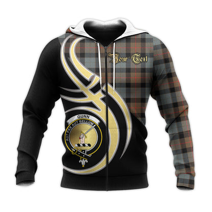 Printivon Gunn Weathered Clan Believe In Me Crest Tartan Knitted Hoodie Custom Your Text