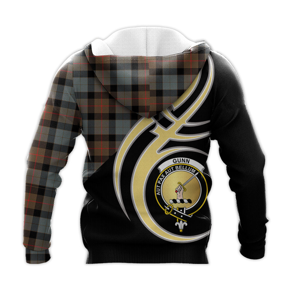 Printivon Gunn Weathered Clan Believe In Me Crest Tartan Knitted Hoodie Custom Your Text