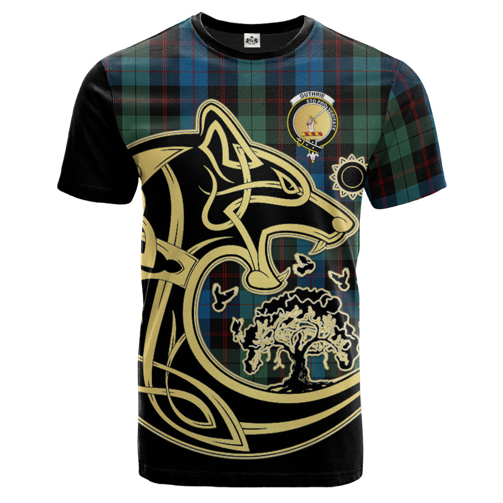 Printivon Guthrie Crest Celtic Wolf Tartan T Shirt Custom Your Text