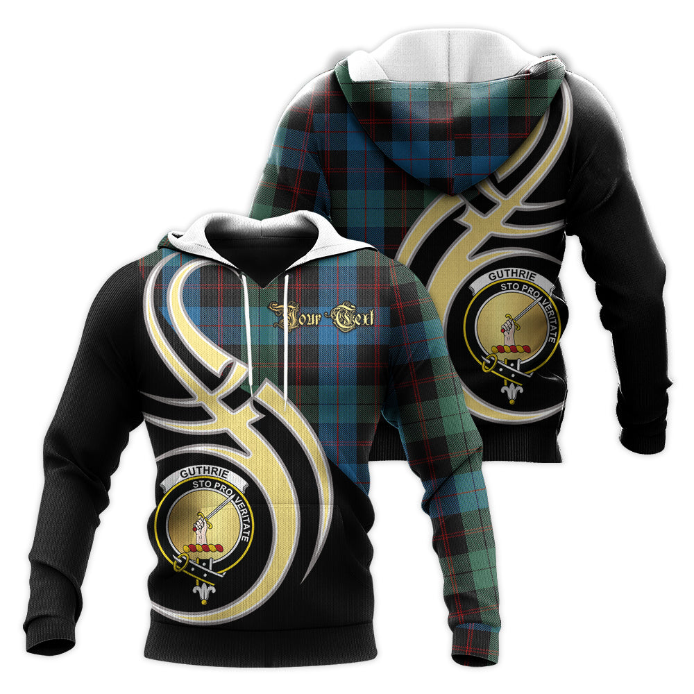 Printivon Guthrie Clan Believe In Me Crest Tartan Knitted Hoodie Custom Your Text
