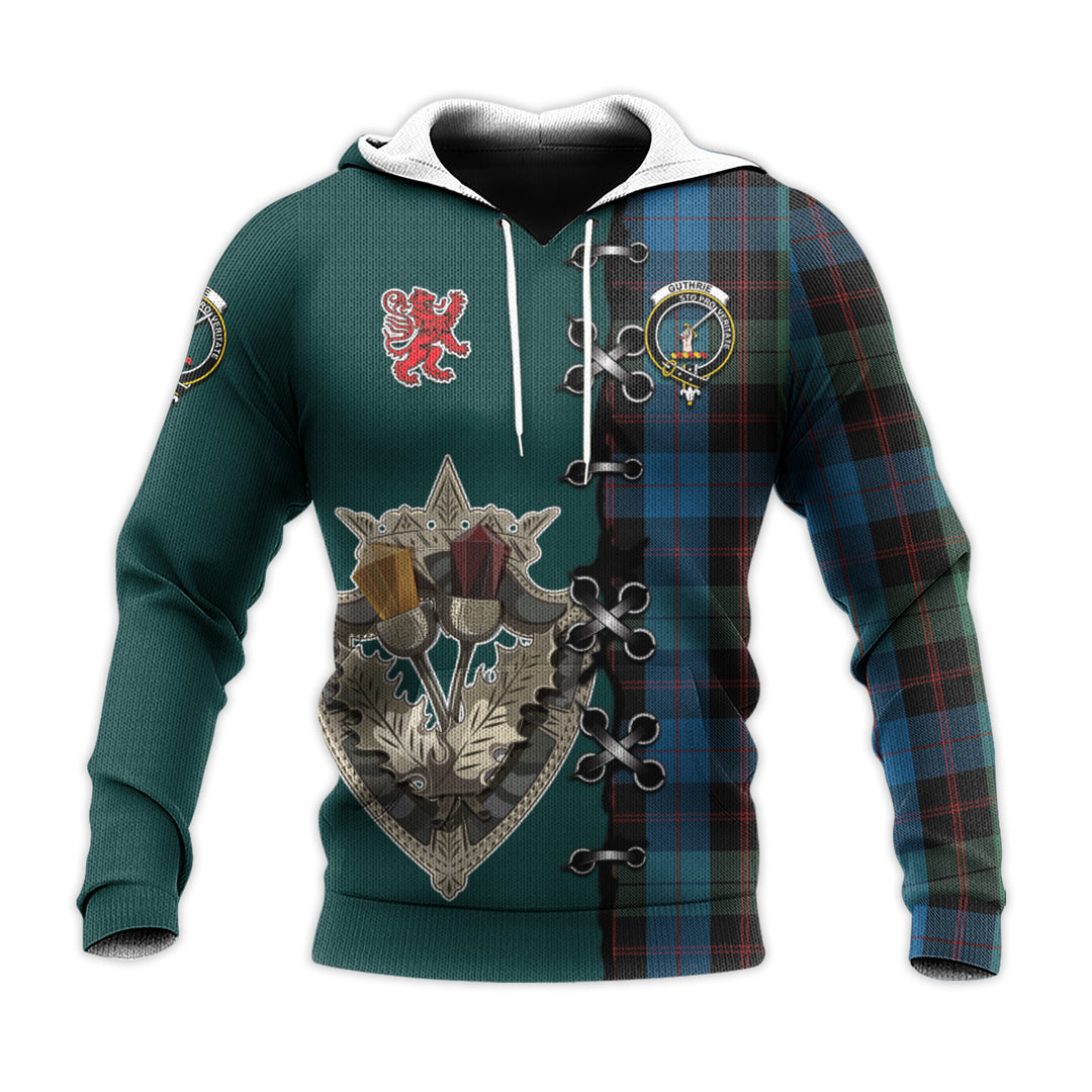 Printivon Guthrie Tartan Hoodie Lion Rampant And Celtic Thistle Style