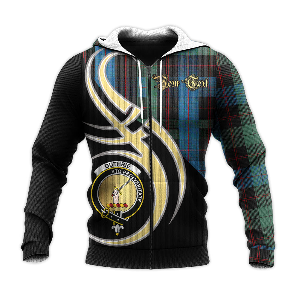 Printivon Guthrie Clan Believe In Me Crest Tartan Knitted Hoodie Custom Your Text