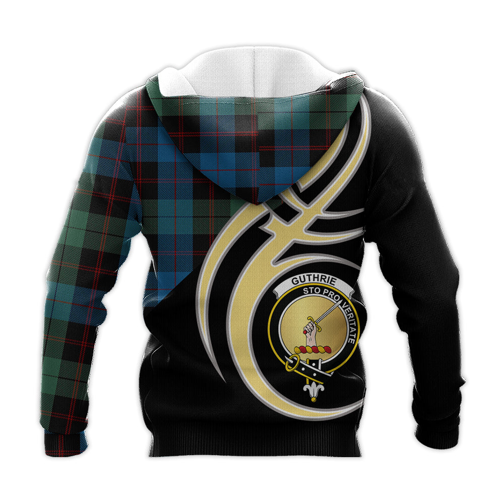 Printivon Guthrie Clan Believe In Me Crest Tartan Knitted Hoodie Custom Your Text