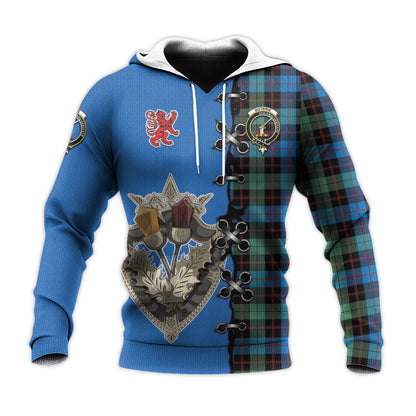 Printivon Guthrie Ancient Tartan Hoodie Lion Rampant And Celtic Thistle Style