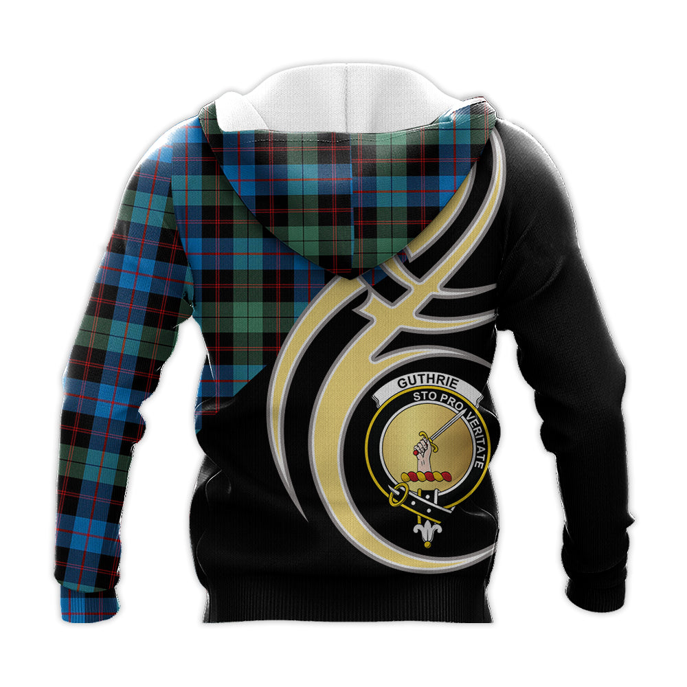 Printivon Guthrie Ancient Clan Believe In Me Crest Tartan Knitted Hoodie Custom Your Text