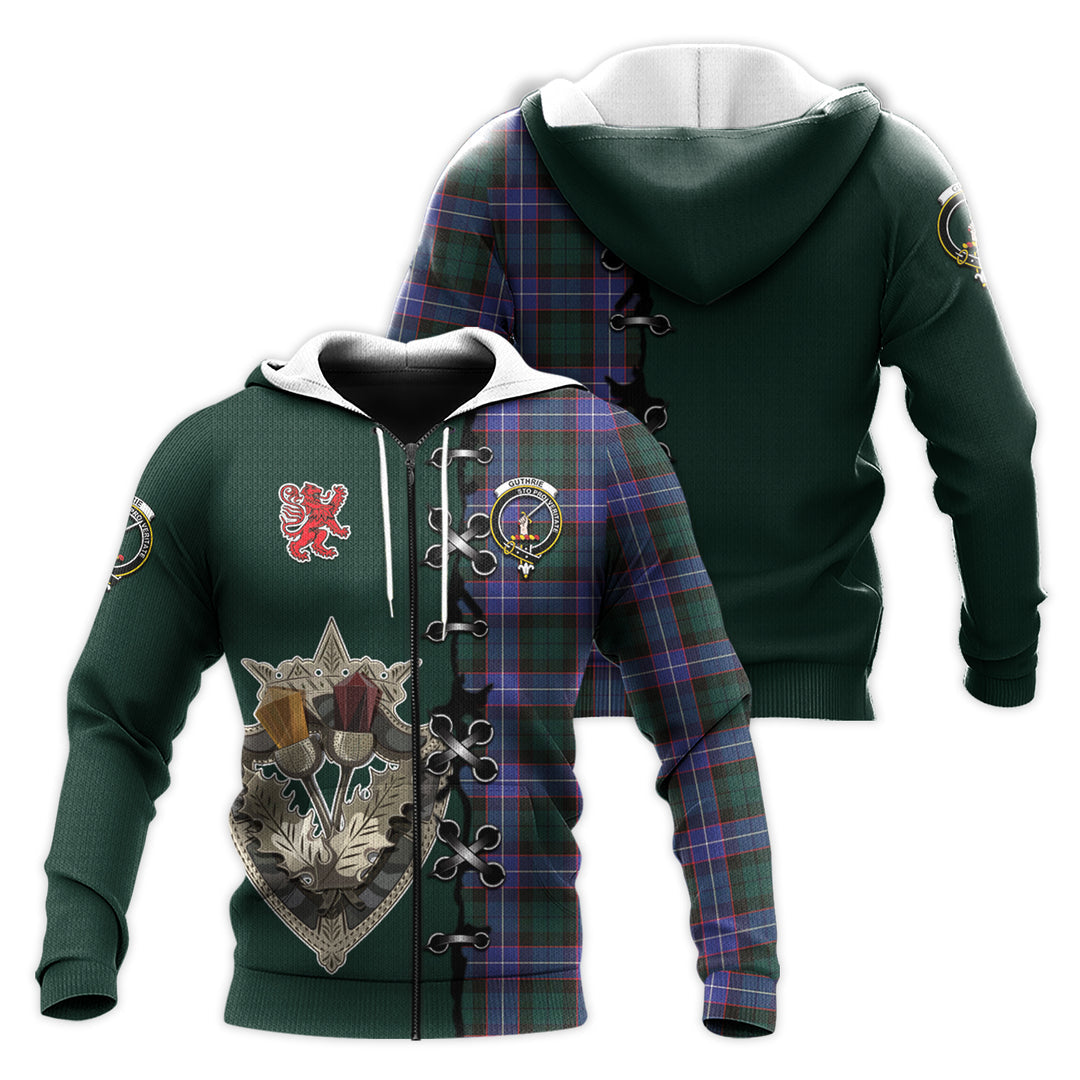 Printivon Guthrie Modern Tartan Hoodie Lion Rampant And Celtic Thistle Style