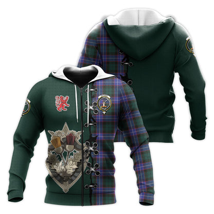 Printivon Guthrie Modern Tartan Hoodie Lion Rampant And Celtic Thistle Style