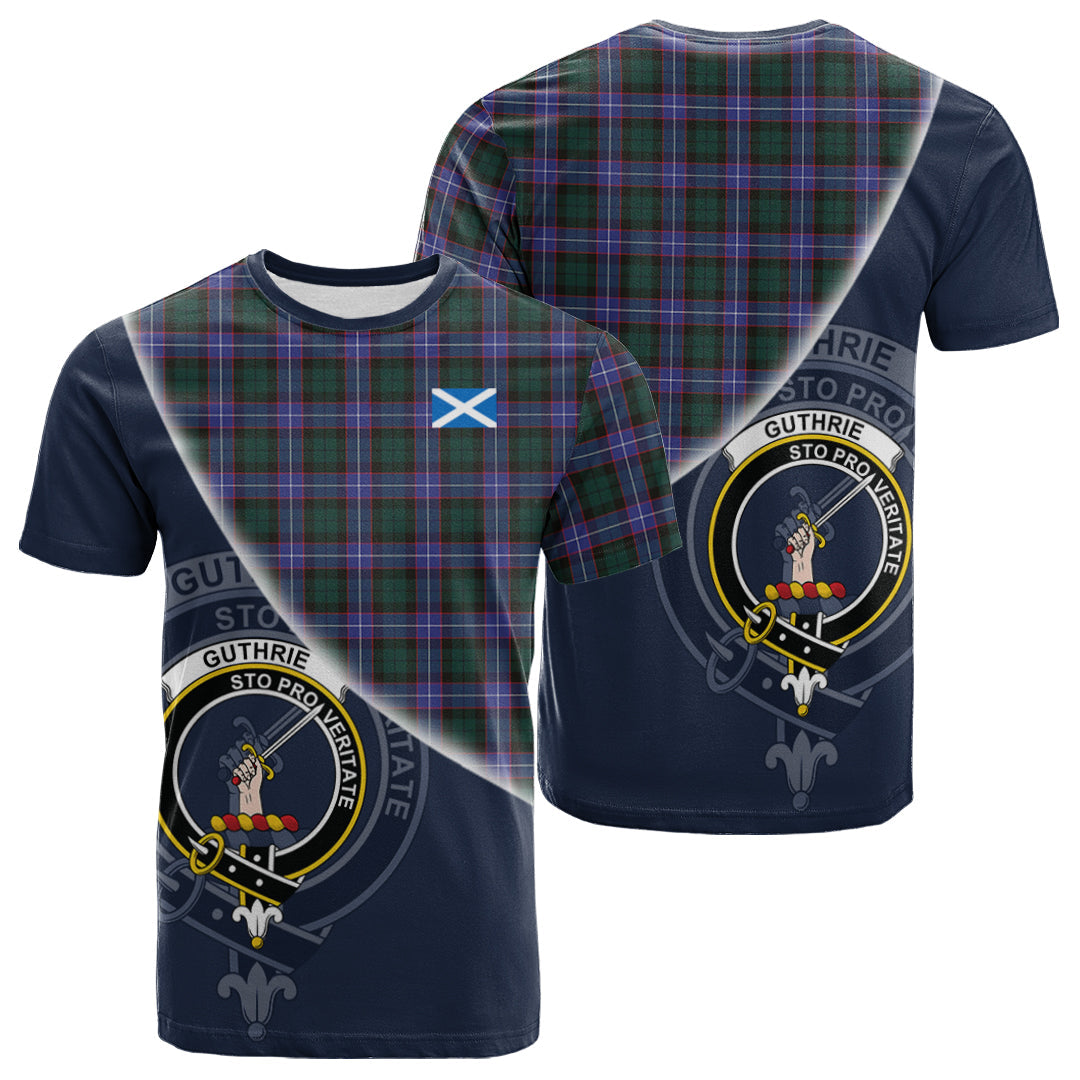 Printivon Guthrie Modern Tartan Scottish Crest T Shirt