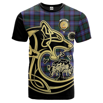 Printivon Guthrie Modern Crest Celtic Wolf Tartan T Shirt Custom Your Text