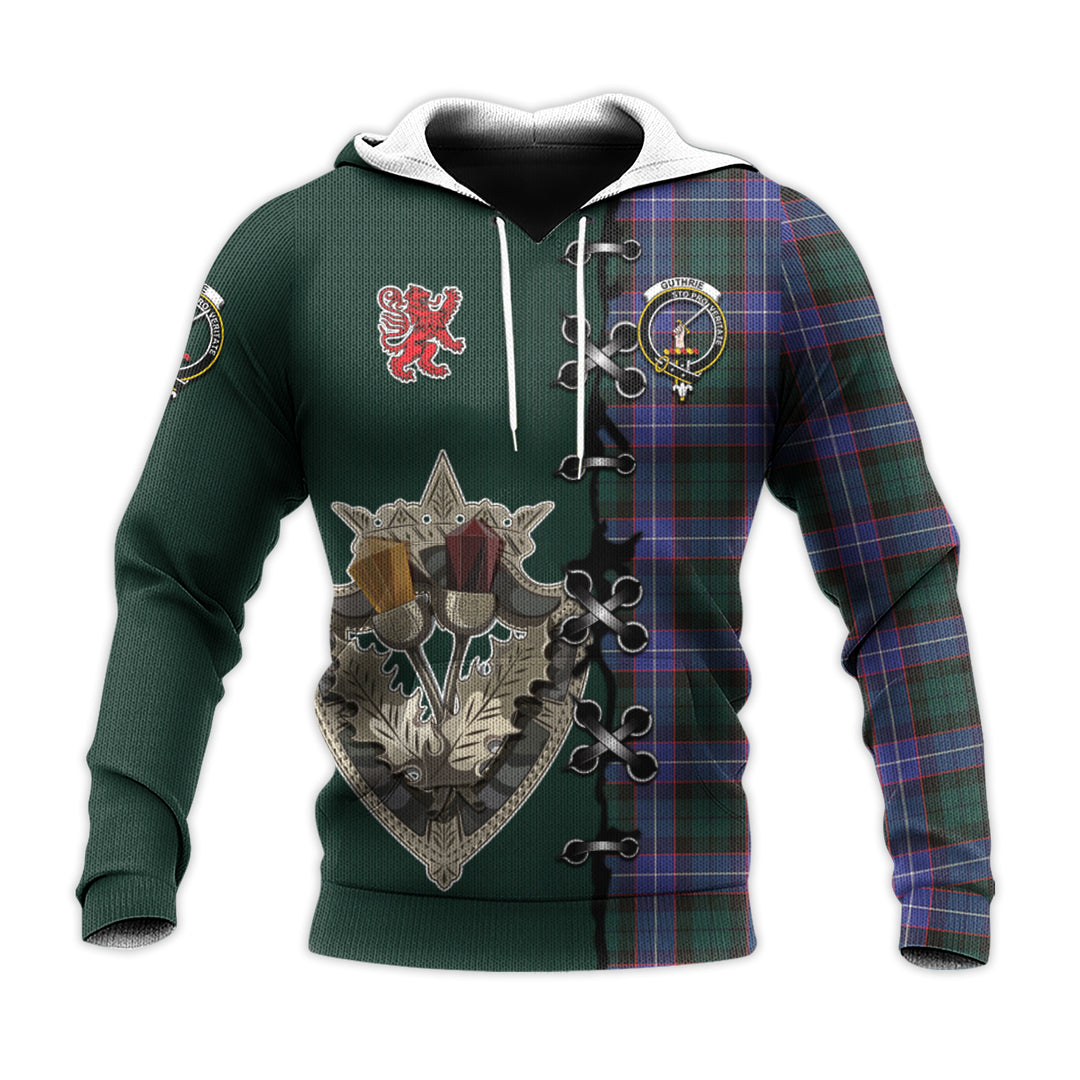 Printivon Guthrie Modern Tartan Hoodie Lion Rampant And Celtic Thistle Style
