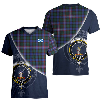 Printivon Guthrie Modern Tartan Scottish Crest T Shirt