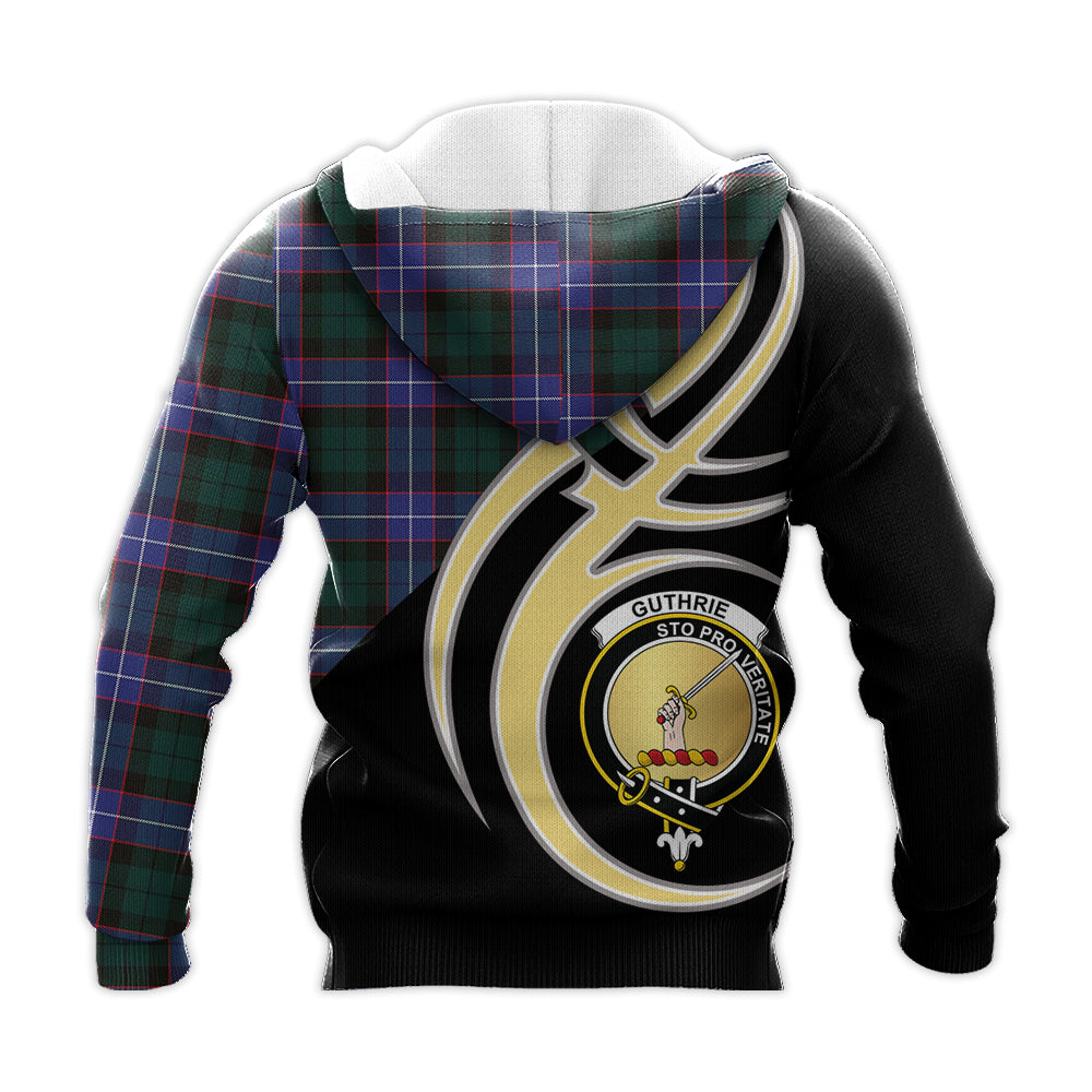 Printivon Guthrie Modern Clan Believe In Me Crest Tartan Knitted Hoodie Custom Your Text