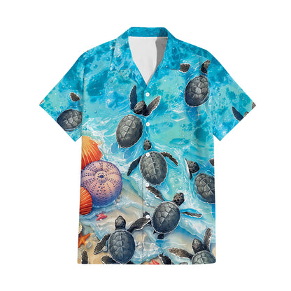 Polynesian Sea Turtle Matching Outfit For Couple Island Puletasi Dress And Hawaiian Shirt For Her Him