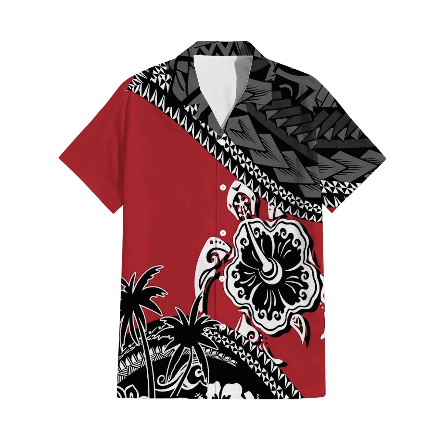 Polynesian Turtle Hibiscus Flowers Pattern Matching Outfit For Couple Island Puletasi Dress And Hawaiian Shirt For Her Him