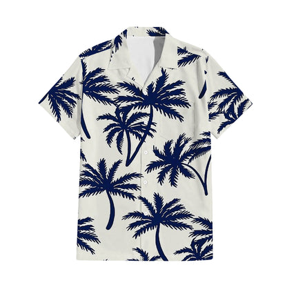 Polynesian Coconut Tree White Matching Outfit For Couple Island Puletasi Dress And Hawaiian Shirt For Her Him