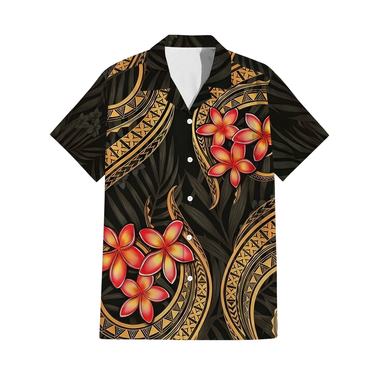 Plumeria Flowers Island Polynesian Tribal Pattern Matching Outfit For Couple Tropical Island Puletasi Dress Man Shirt For Her Him