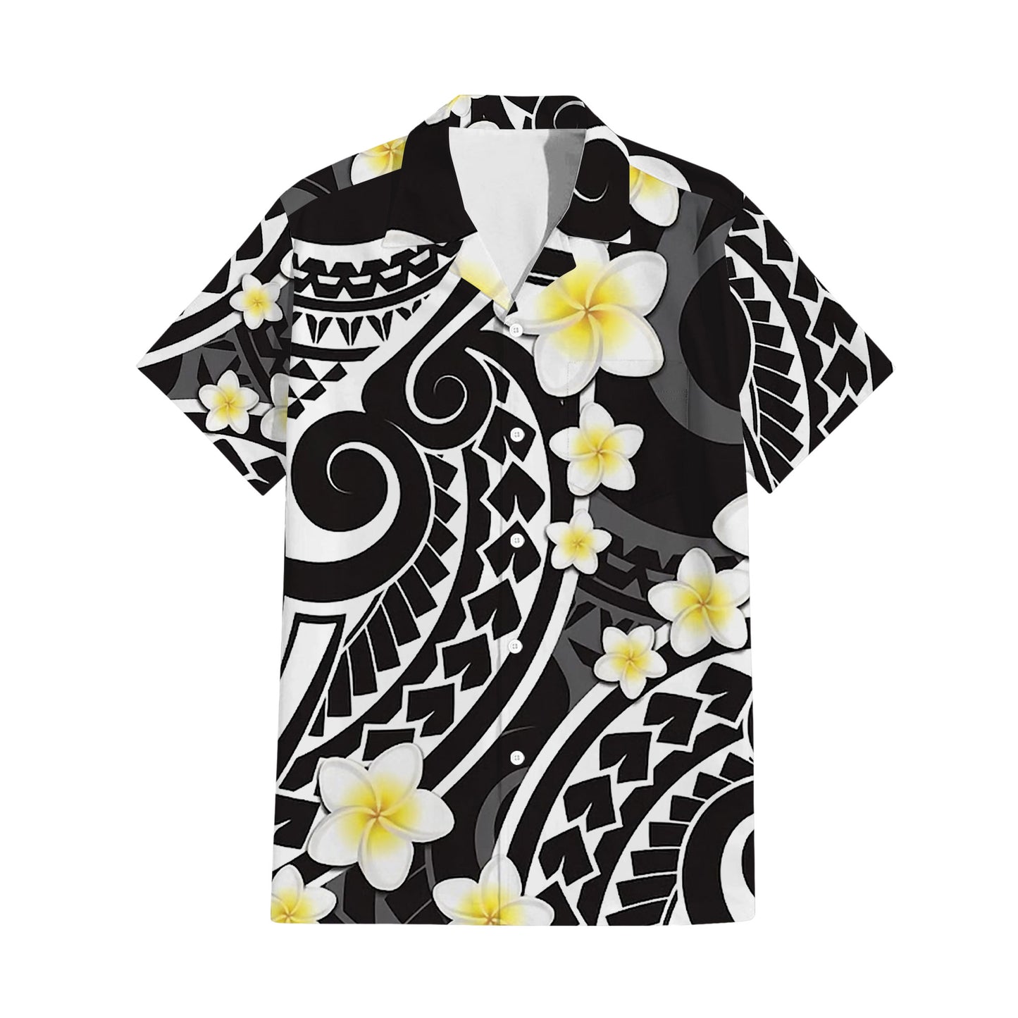 Polynesian Tribal Plumeria Flowers Matching Outfit For Couple Island Puletasi Dress And Hawaiian Shirt For Her Him
