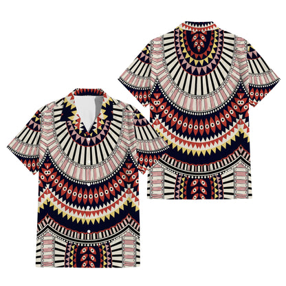 Vintage Pattern Matching Outfit For Couple Island Puletasi Dress And Hawaiian Shirt For Her Him