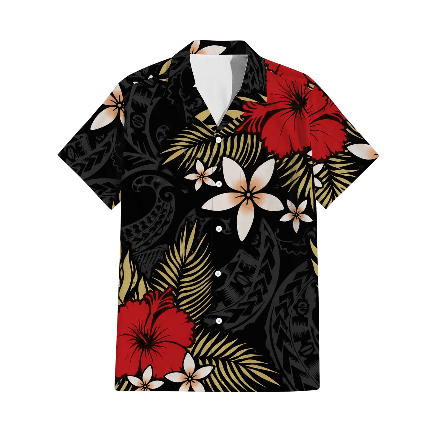 Polynesian Tribal Hibiscus Flowers Pattern Matching Outfit For Couple Island Puletasi Dress And Hawaiian Shirt For Her Him