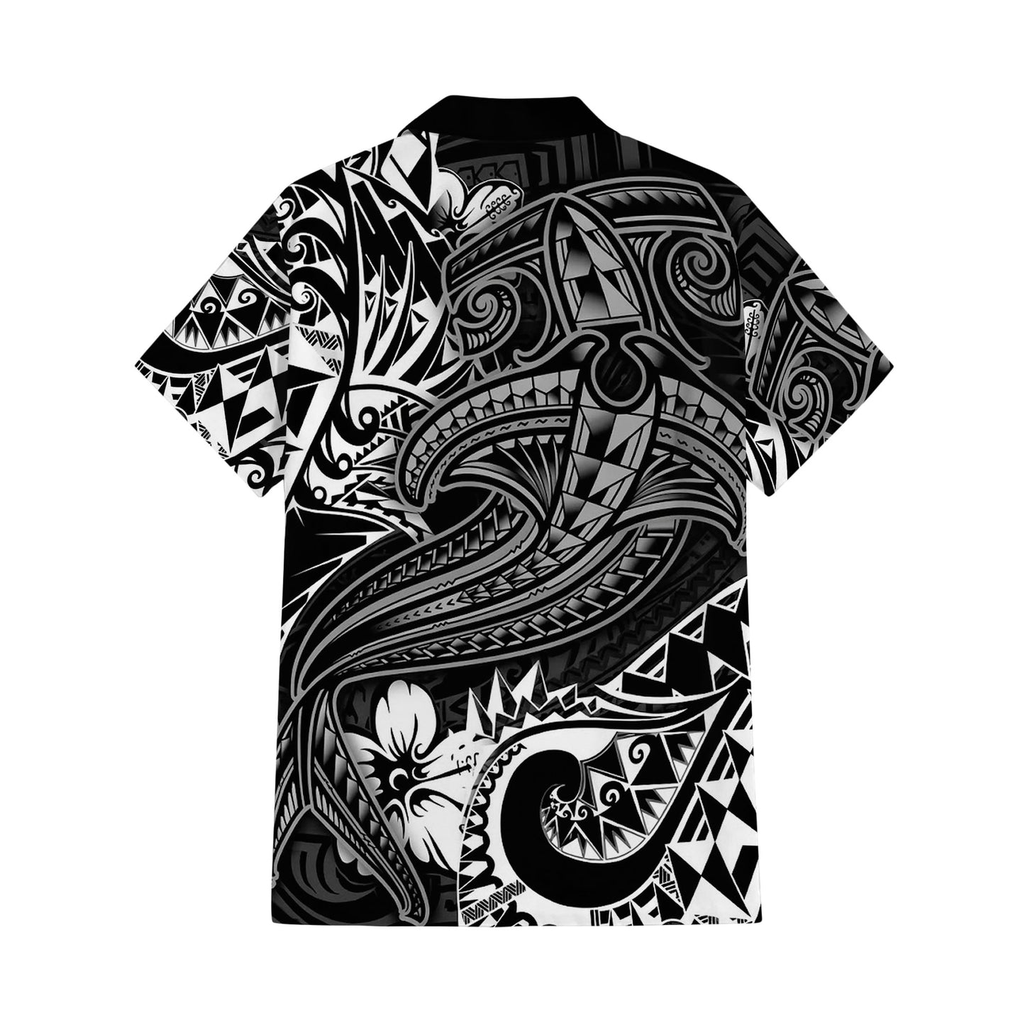 Polynesian Tribal Hammer Shark Pattern Black Matching Outfit For Couple Island Puletasi Dress And Hawaiian Shirt For Her Him