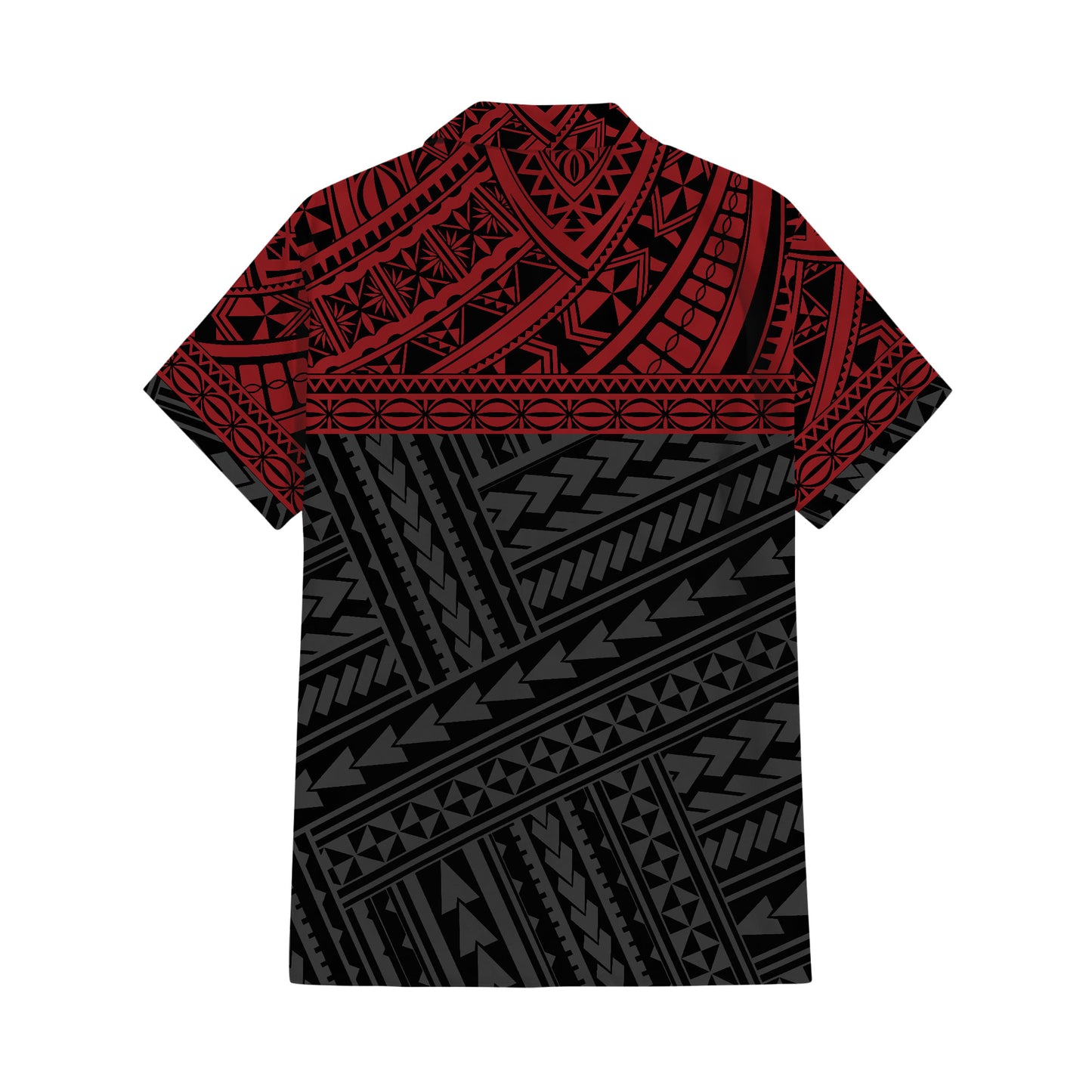 Polynesian Tribal Pattern Red Matching Outfit For Couple Tropical Island Puletasi Dress Man Shirt For Her Him