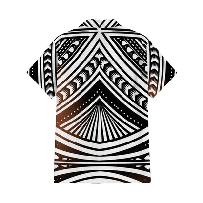 Polynesian Tribal Pattern Matching Outfit For Couple Island Puletasi Dress And Hawaiian Shirt For Her Him