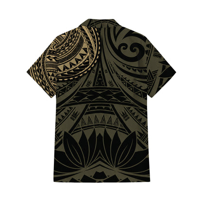Vintage Polynesian Tribal Black Tropical Island Puletasi Dress And Hawaiian Shirt For Her Him