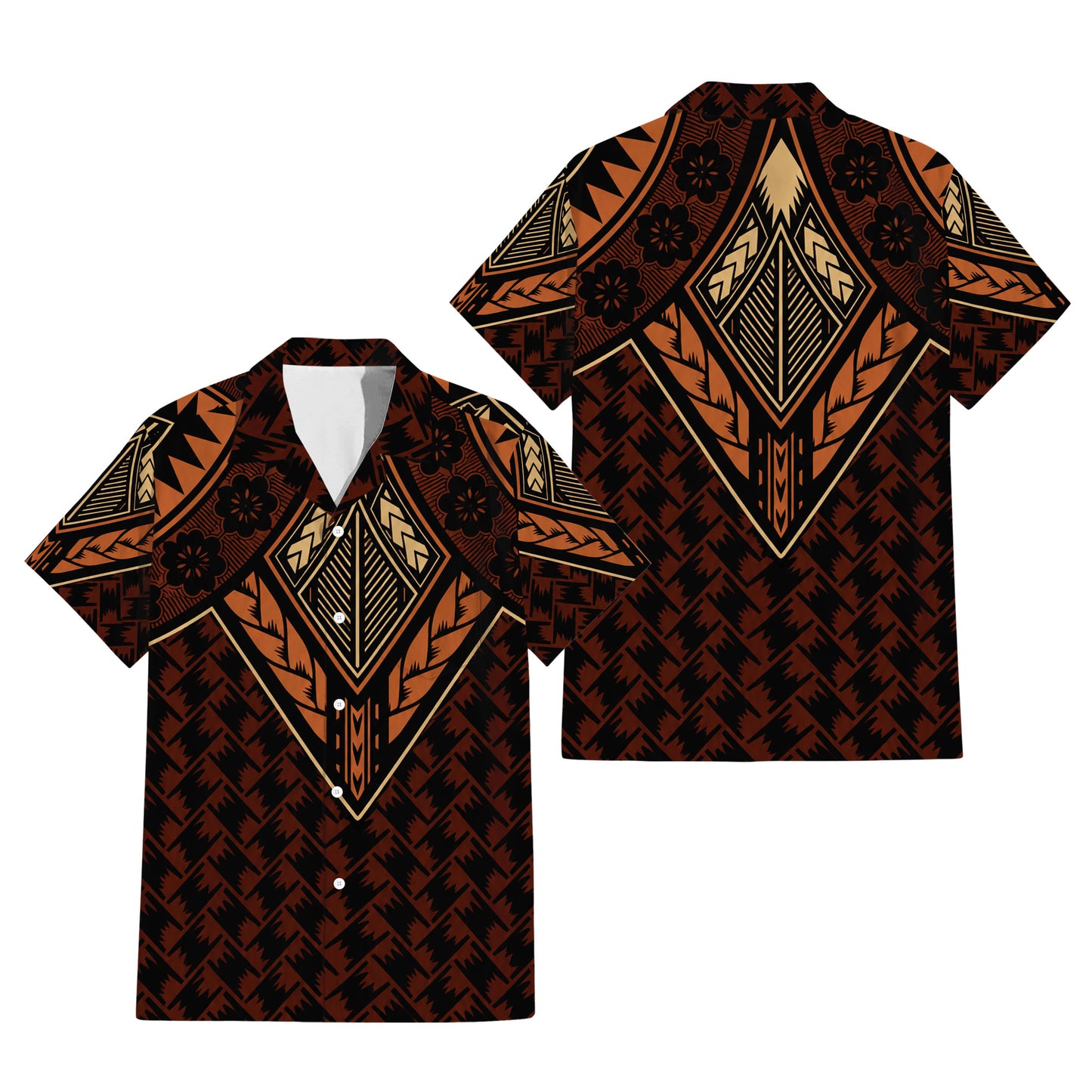 Vintage Polynesian Tribal Pattern Matching Outfit For Couple Island Puletasi Dress And Hawaiian Shirt For Her Him
