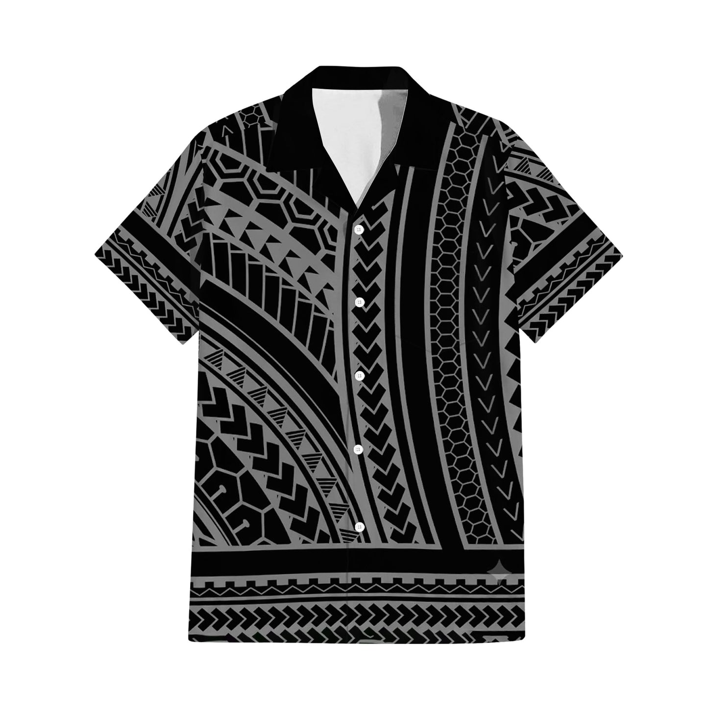 Polynesian Tribal Pattern Printed Black Matching Outfit For Couple Island Puletasi Dress And Hawaiian Shirt For Her Him