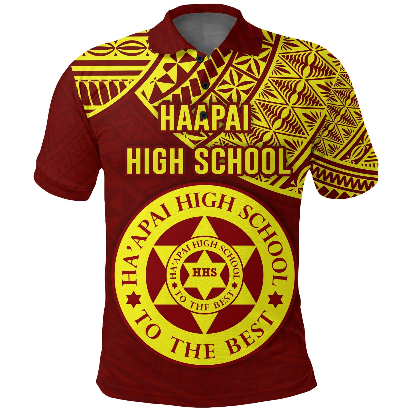 Custom Personalised Haapai High School Polo Shirt Maroon and Gold