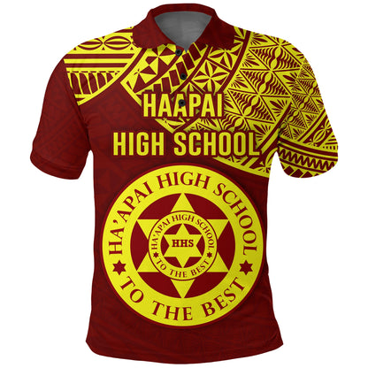 Custom Personalised Haapai High School Polo Shirt Maroon and Gold