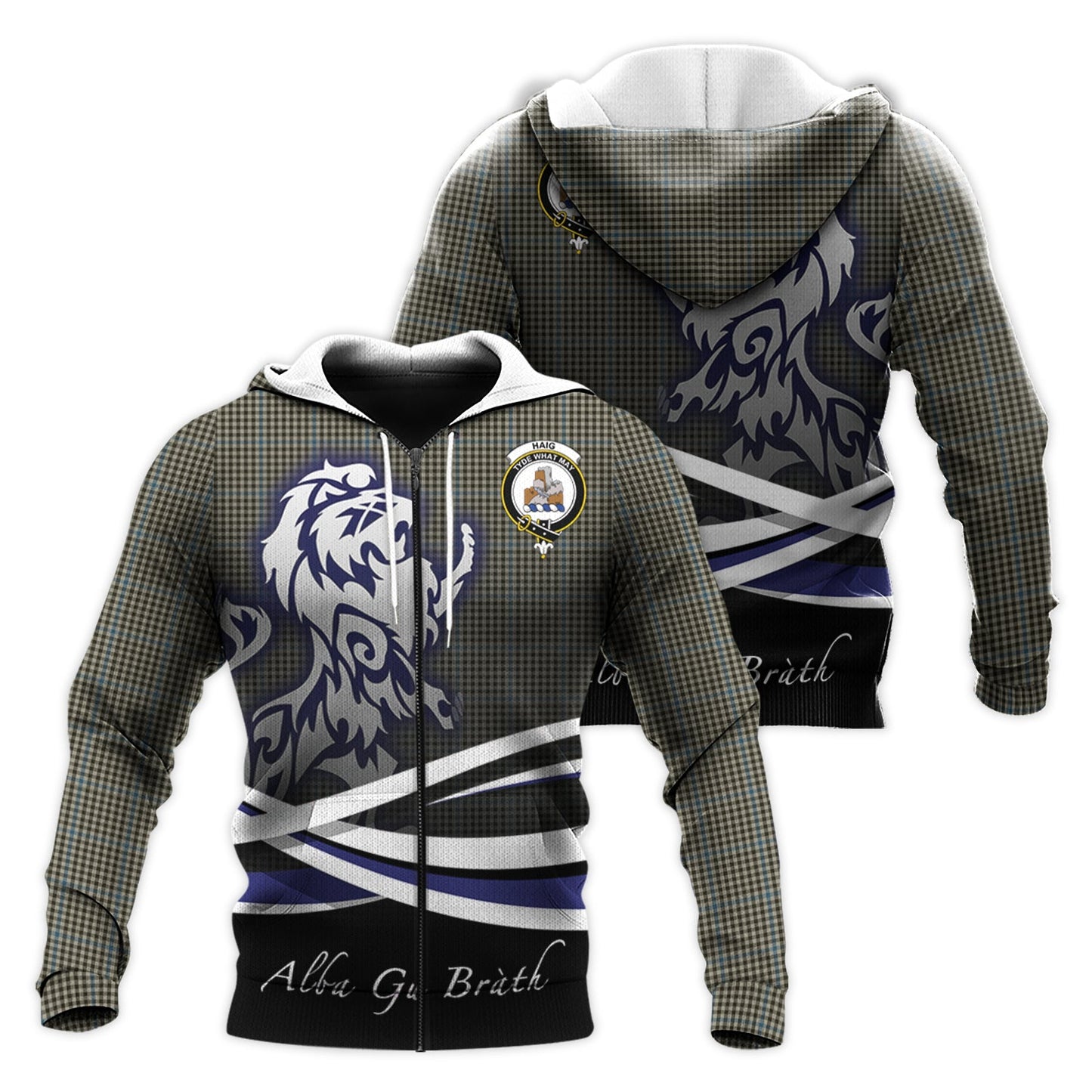 Printivon Haig Tartan Scottish Lion Hoodie