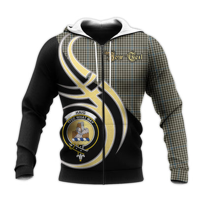 Printivon Haig Clan Believe In Me Crest Tartan Knitted Hoodie Custom Your Text