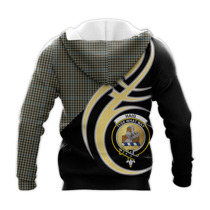 Printivon Haig Clan Believe In Me Crest Tartan Knitted Hoodie Custom Your Text