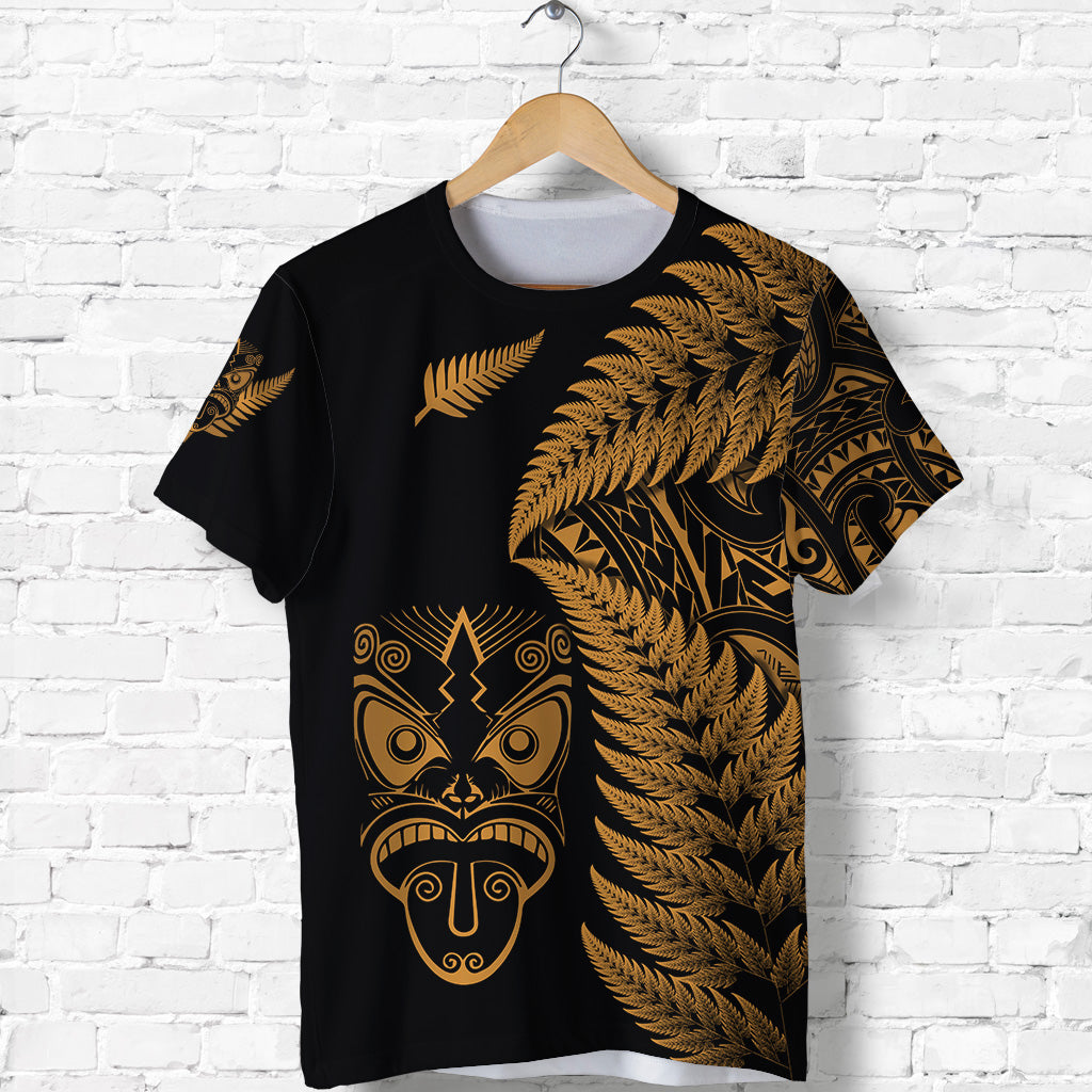 New Zealand Haka Rugby Maori T Shirt Silver Fern Vibes - Gold