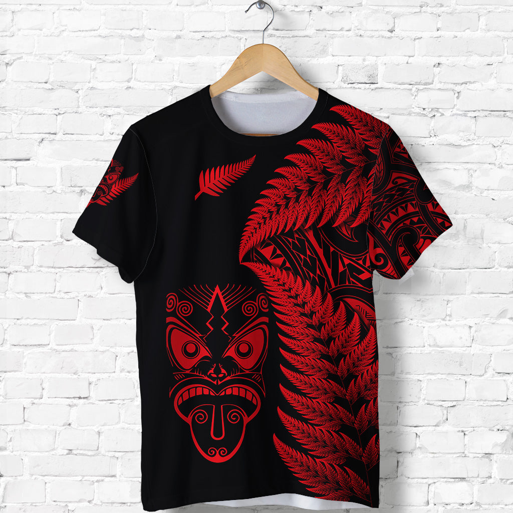 New Zealand Haka Rugby Maori T Shirt Silver Fern Vibes - Red