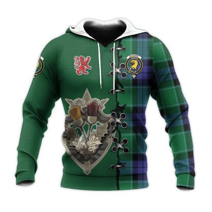 Printivon Haldane Tartan Hoodie Lion Rampant And Celtic Thistle Style
