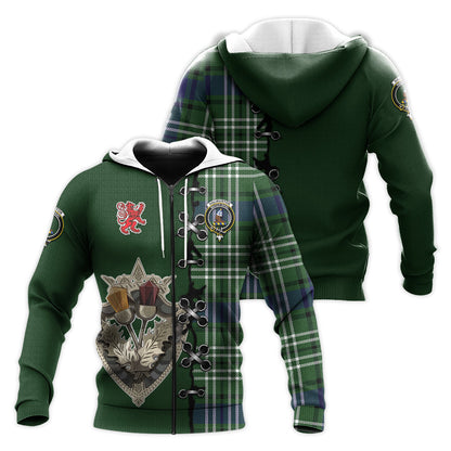 Printivon Haliburton Tartan Hoodie Lion Rampant And Celtic Thistle Style