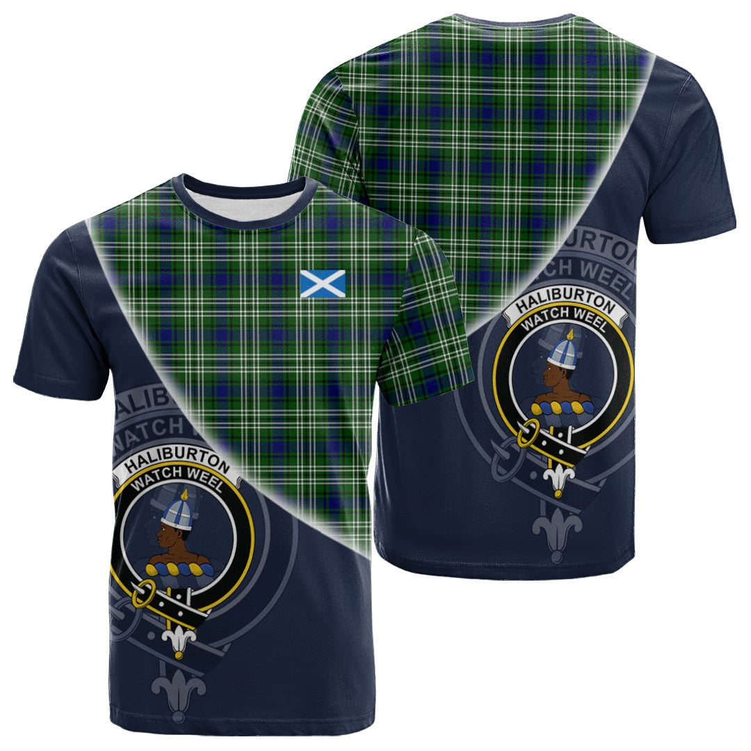 Printivon Haliburton Tartan Scottish Crest T Shirt
