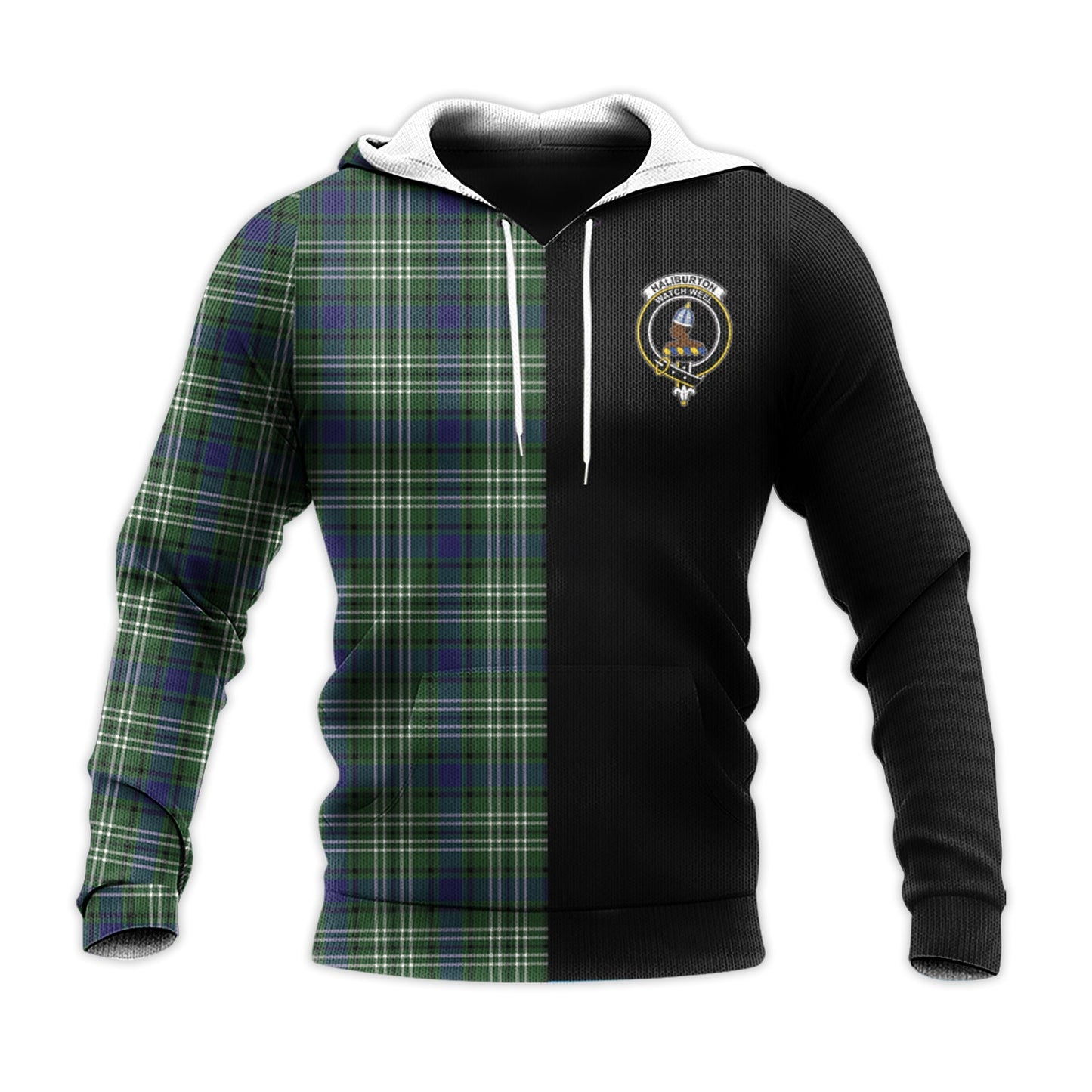 Printivon Haliburton Tartan Personalize Half Hoodie