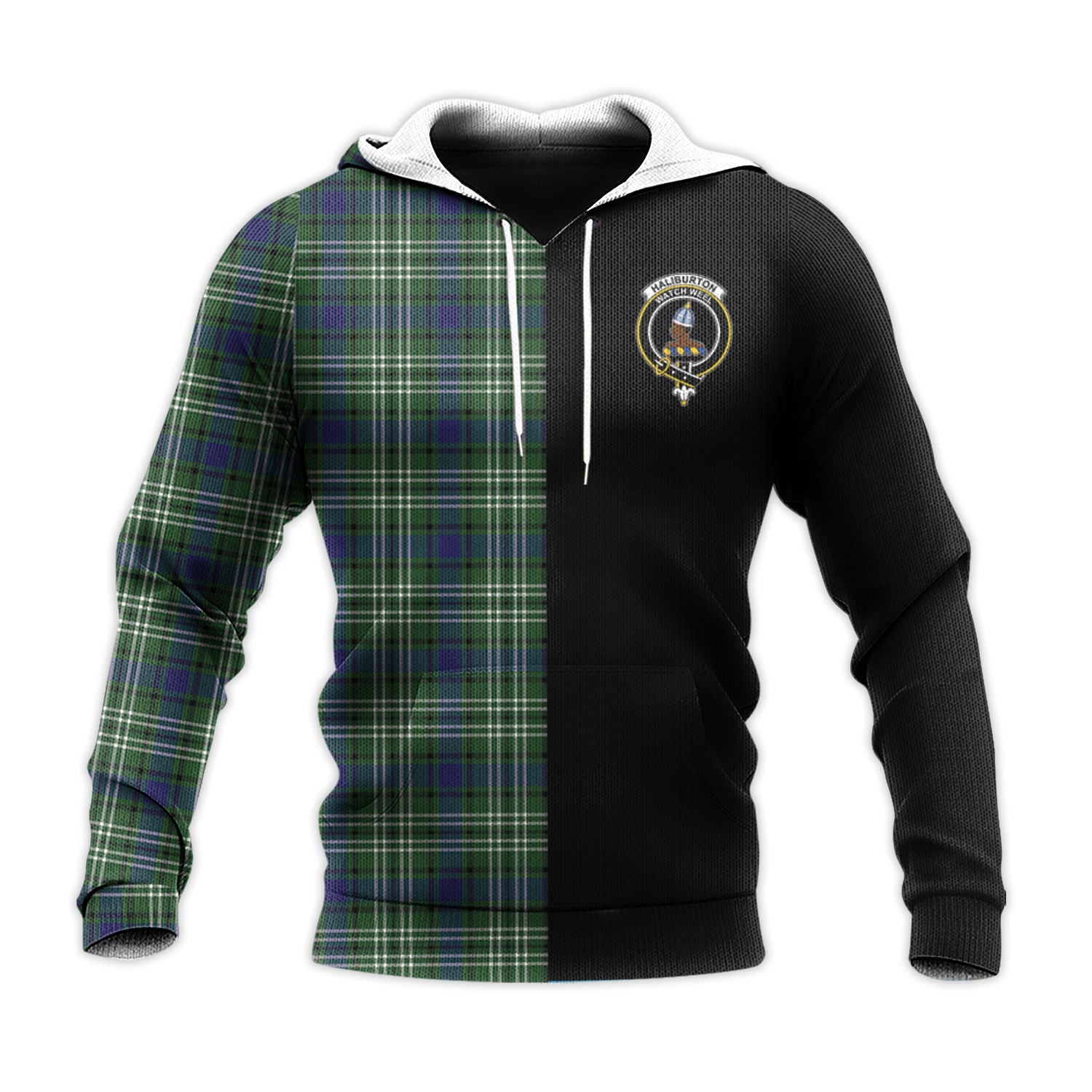 Printivon Haliburton Tartan Personalize Half Hoodie