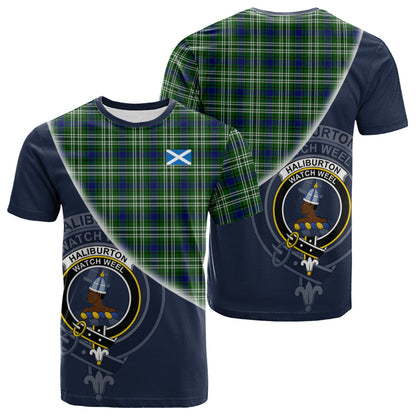 Printivon Haliburton Tartan Scottish Crest T Shirt